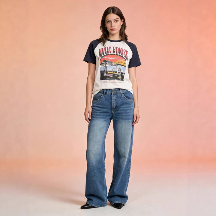 Dame loose Denim-bukser med høj talje og afslappet snit Skovae