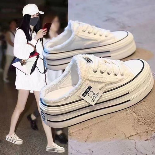 Dame Sneakers-Pantoletten med moderigtigt fleece-futter og innovativ platform Stilla