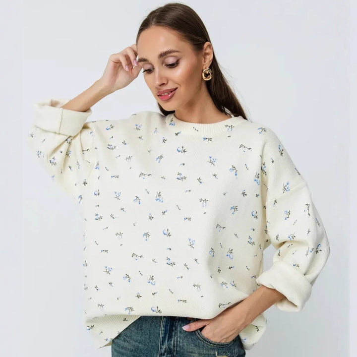 Kvinders casual sweatshirt med blomsterdesign og oversized pasform Stilla