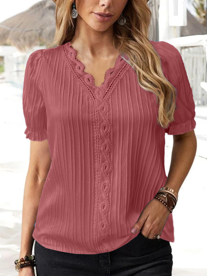 Dame struktureret spidsbort-bluse Stilla