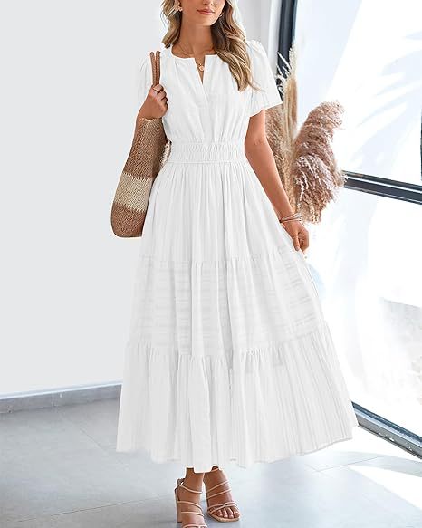 Dame lang sommerkjole med elastisk talje og raffineret drapering Stilla