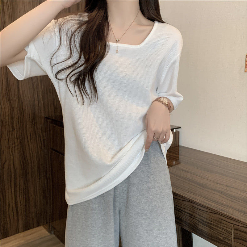 Femme Casual Oversized Strikoverdel med bred udskæring Stilla