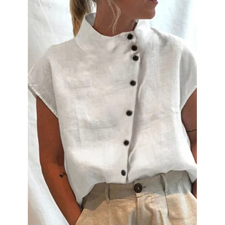 Dame Mandarin Krave Knap-op Bluse Stilla