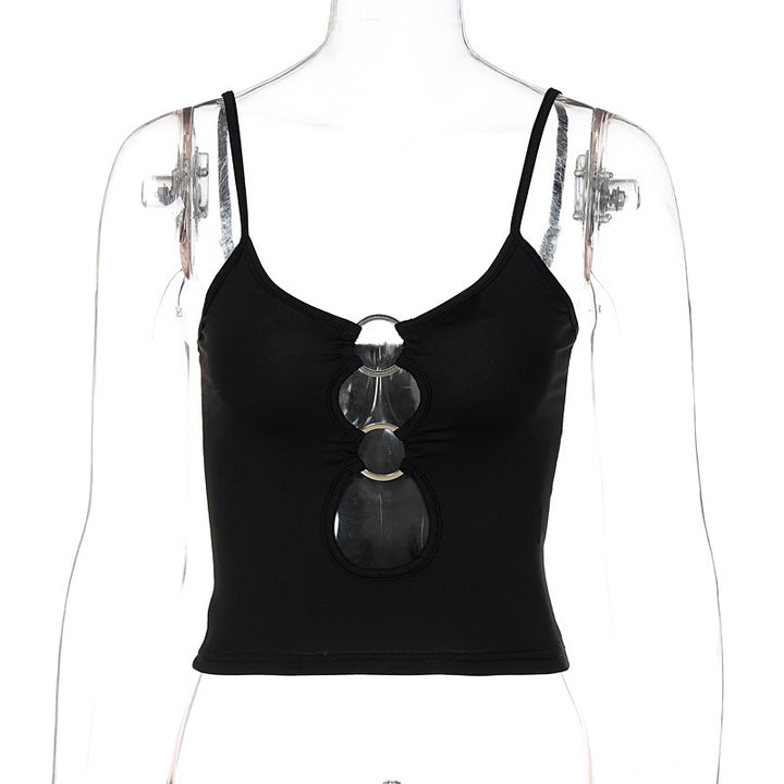 Dame Crop-Top med dekorativt Cut-Out og justerbare stropper Stilla