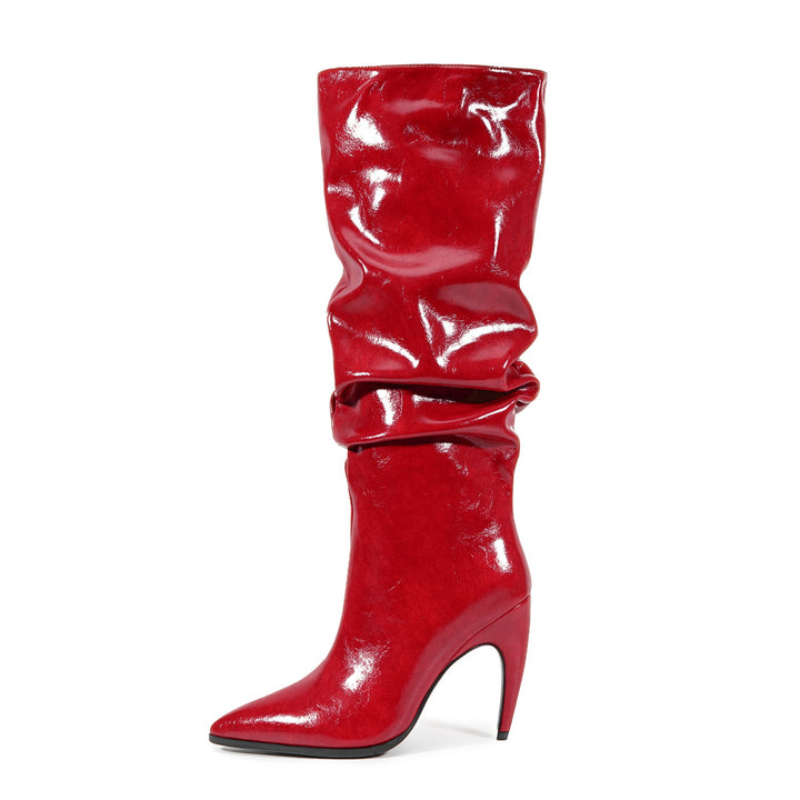 Femme Slouchy Læder Stiletto Støvler Stilla