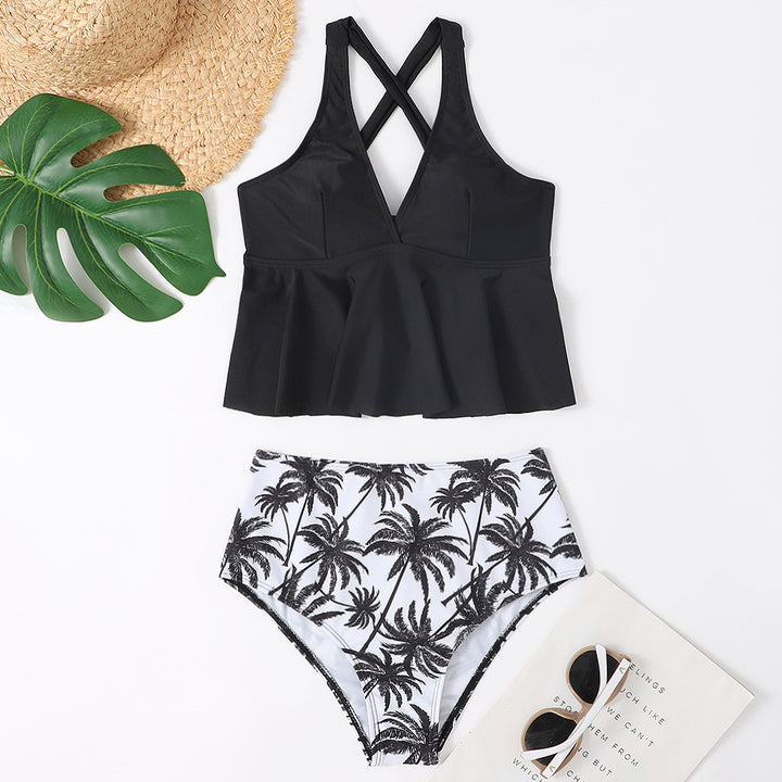 Dame Tankini-sæt med mode wrap-top og blomsterbukser Stilla