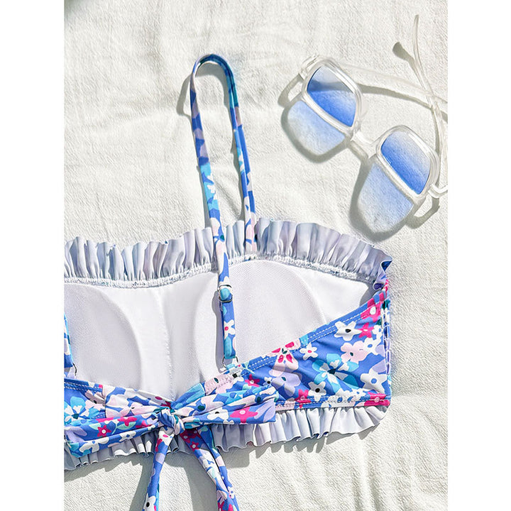 Dame Bralette-bikini-sæt med florale flæser Stilla