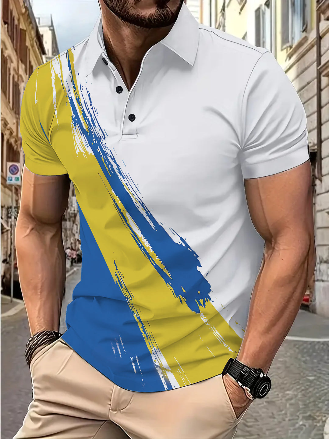Herrer polo skjorte med moderne farvegradient og struktureret detalje Stilla