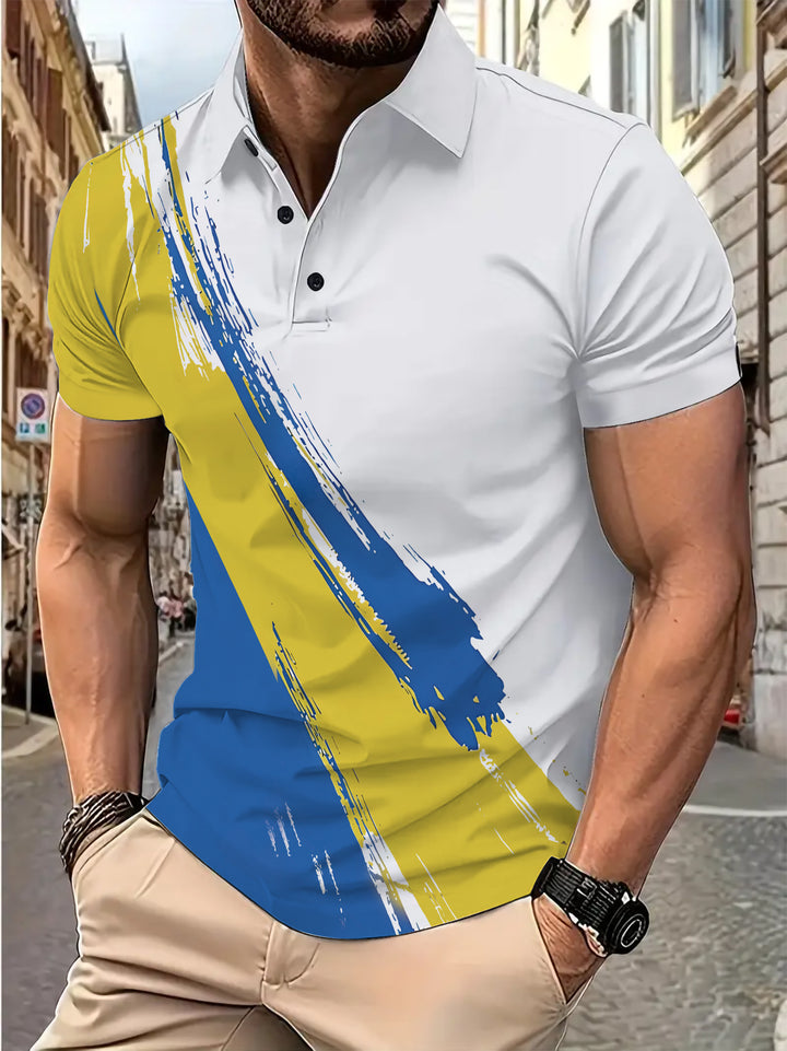 Herrer polo skjorte med moderne farvegradient og struktureret detalje Stilla