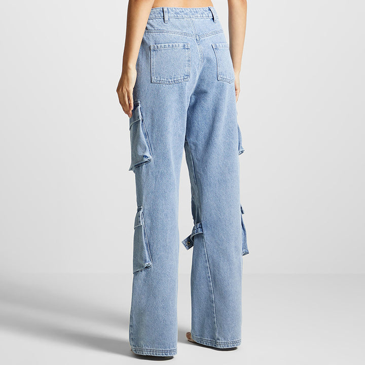 Dame Cargo-Jeans med multifunktionelle lommer og bred pasform Stilla