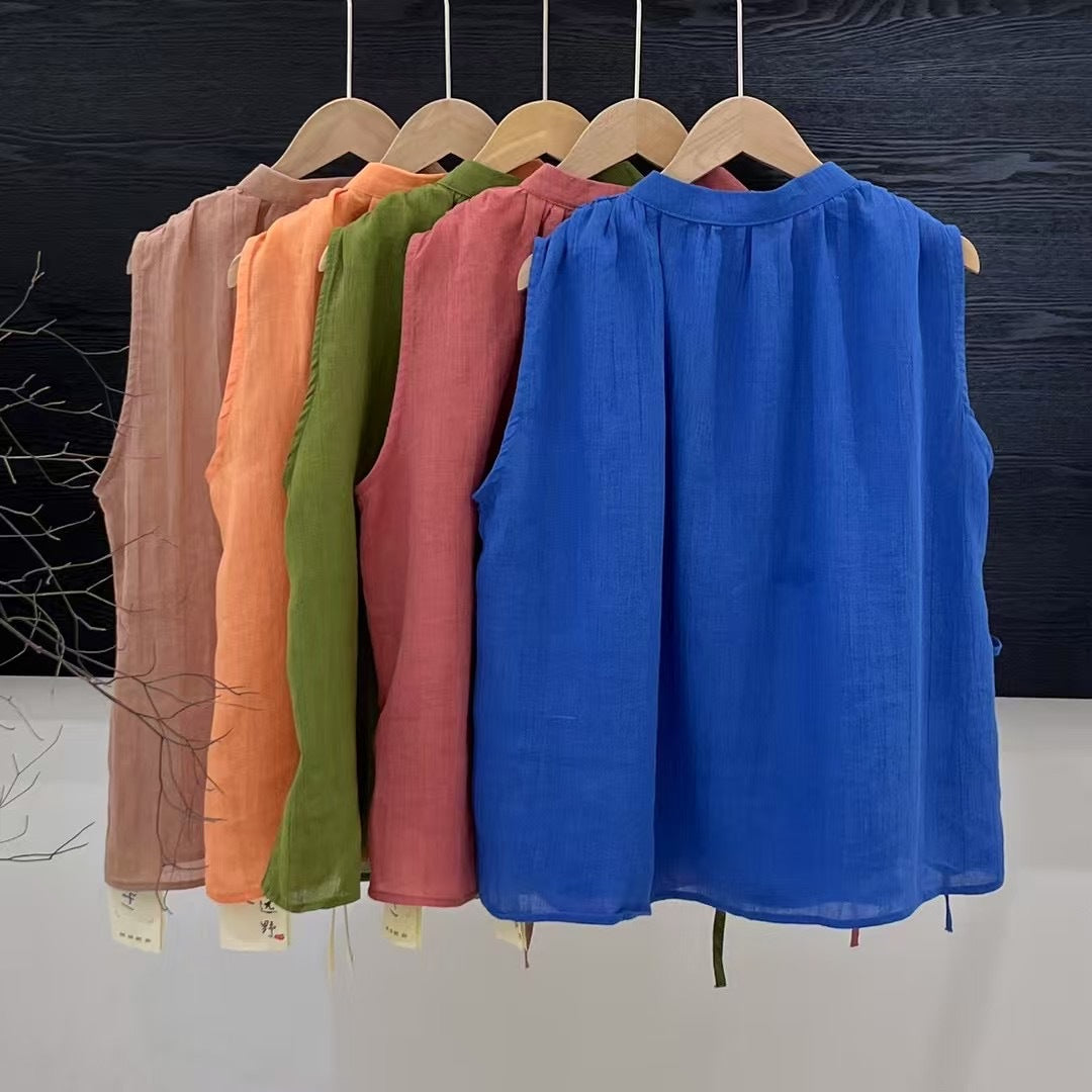 Femme Elegante Ærmeløs Linnedbluse Stilla