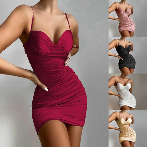Dame Rynk Bodycon Mini Kjole Stilla