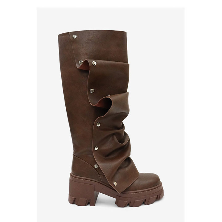 Femme dekorative Over-the-Knee Slouch-Støvler med Nitte-detaljer Stilla