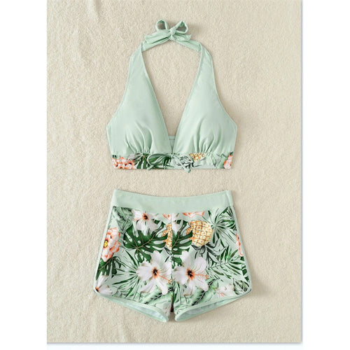 Dame Højskåret Bikini med blomsterprint detaljer og legende rygbeskyttelse Stilla