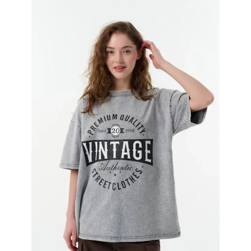 Dame Oversized T-shirt med vintage-inspireret tryk og afslappet snit Stilla