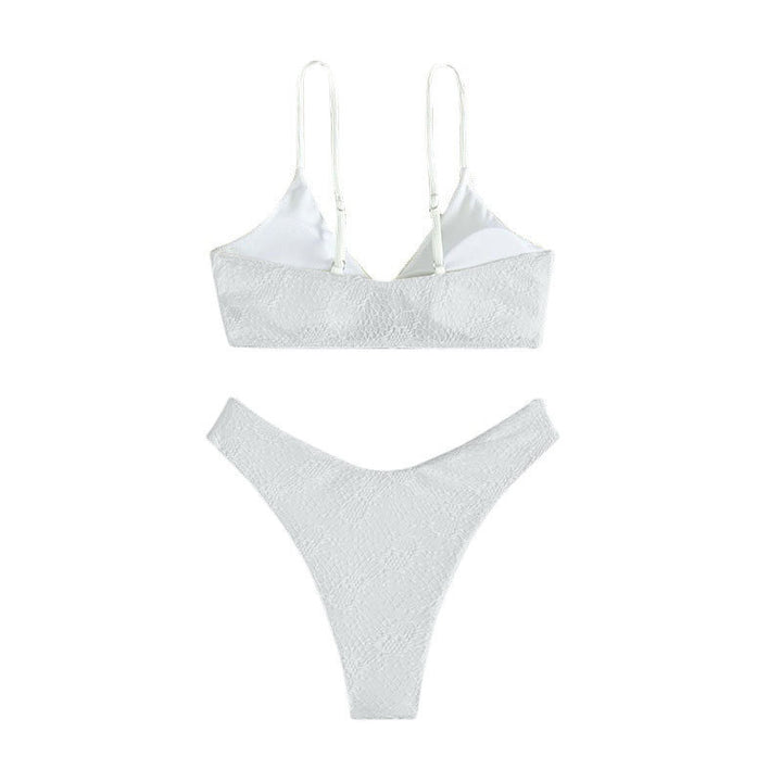 Dame triangel-bikini med elegant knude-design og høj benudskæring Skovae