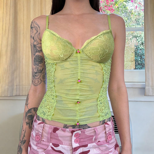 Dame spitze camisole med smuk rynkning og knap-lignende accenter Skovae