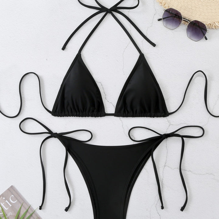Dame Triangle Tie-Front Bikini Sæt Stilla