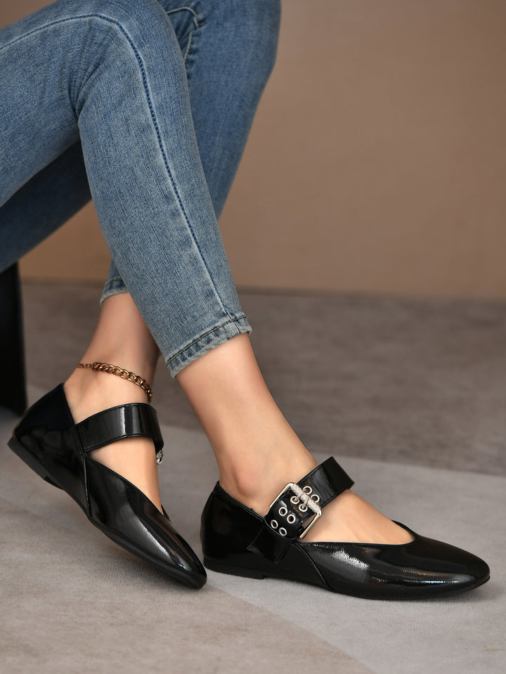 Femme Elegante Flade Sko med Justerbar Rem Stilla