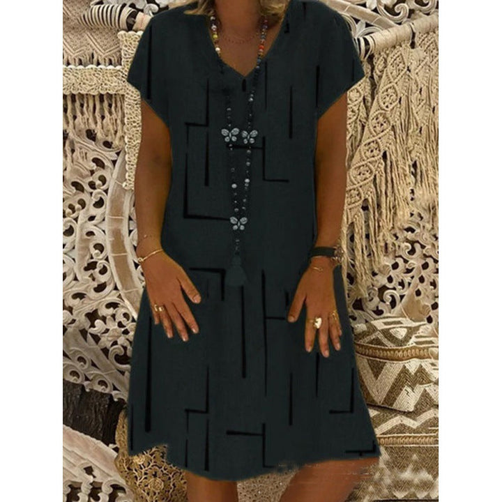 Stilla | Trendy Print V-Hals Kjole