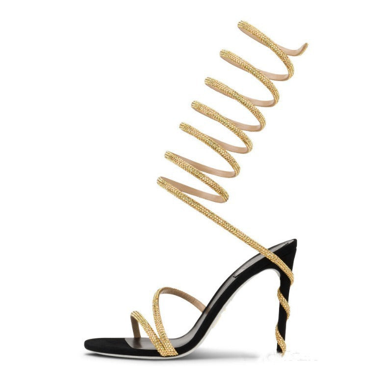 Femme Stiletto Høje Hæle Sandaler med Krystaludsmykning Stilla