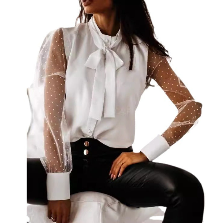 Dame elegant gennemsigtig ærme bluse Stilla