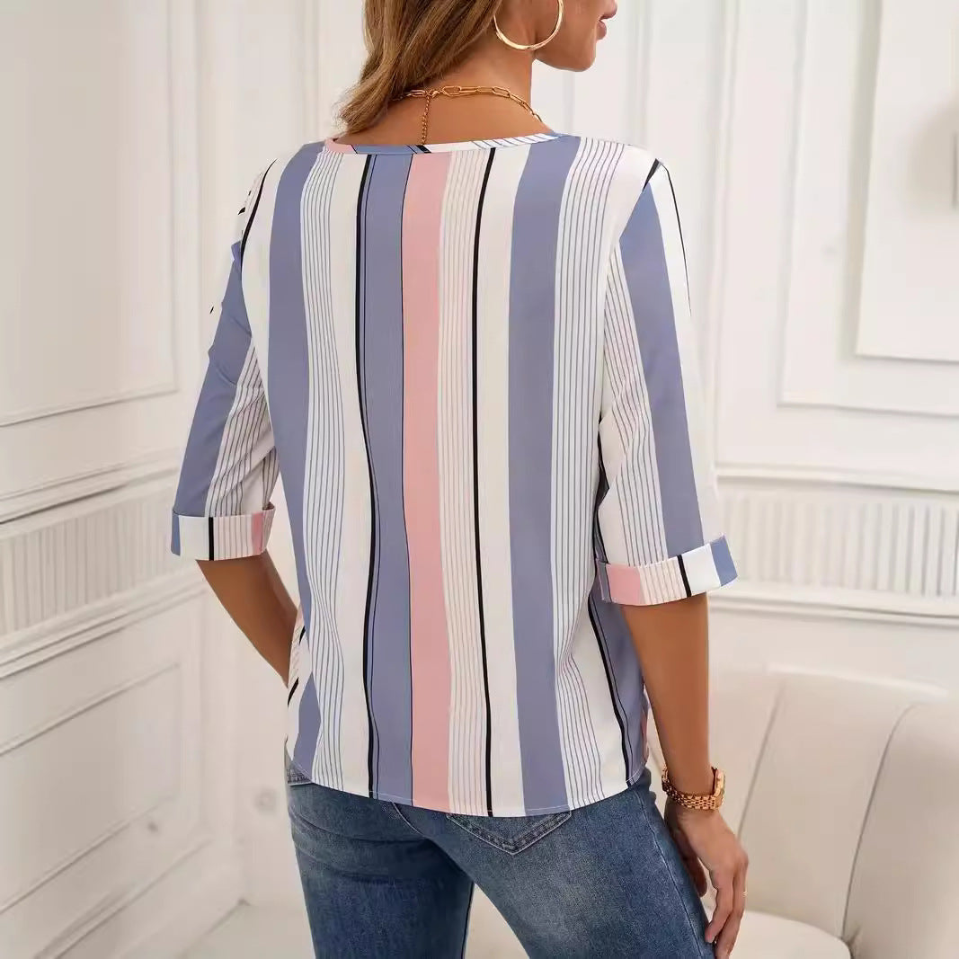 Dame Blusenshirt med moderne stribemønster og komfortabel pasform Stilla