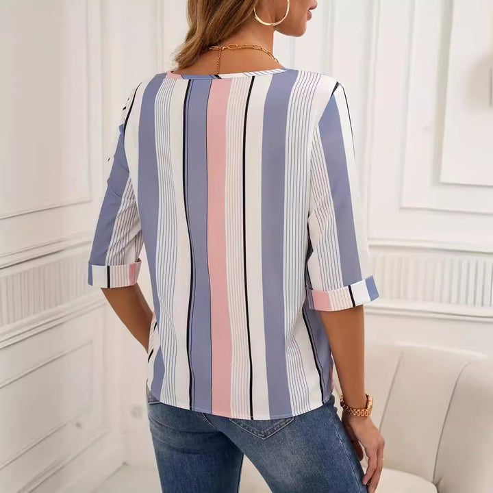 Dame Blusenshirt med moderne stribemønster og komfortabel pasform Stilla