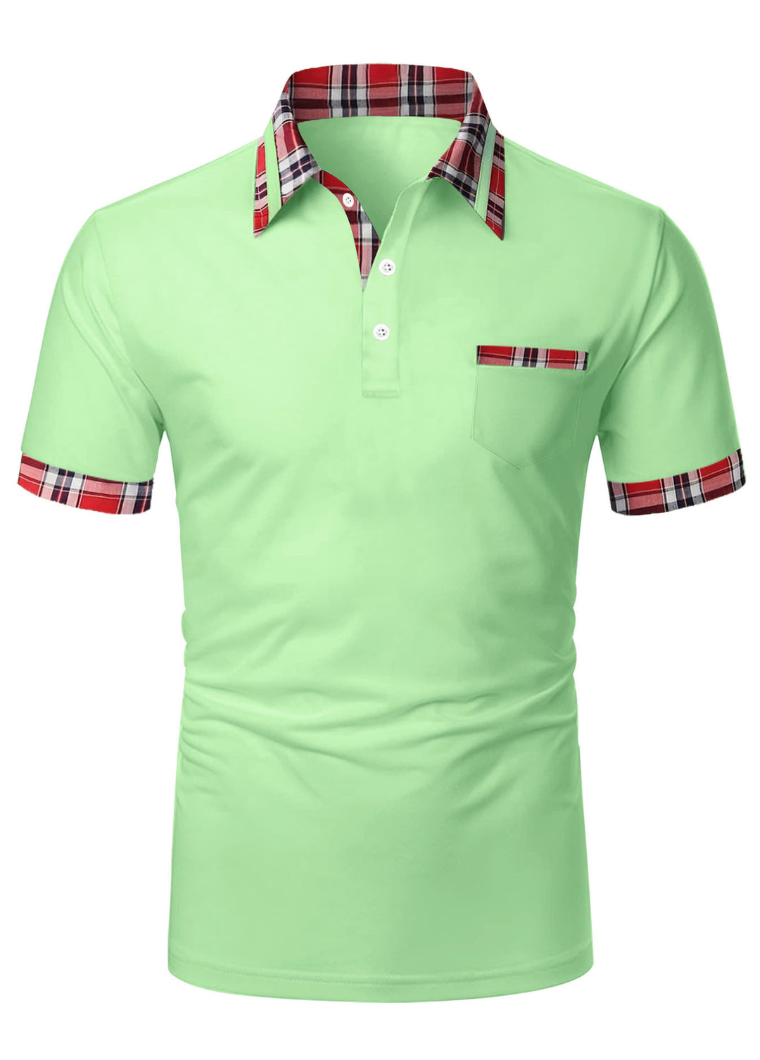 Herrer Poloshirt med moderne ternet detalje og praktisk brystlomme Stilla