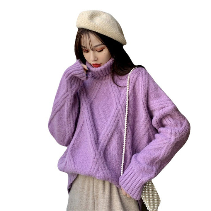Femme Chunky Kabelstrik Rullekravepullover Stilla