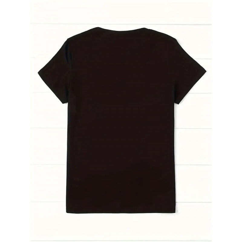 Dame T-shirt med kunstnerisk lotusmotiv og elegant applikation Stilla