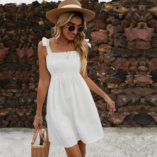 Stilla | Spaghetti-stropper Ensfarvet Casual Strikkjole