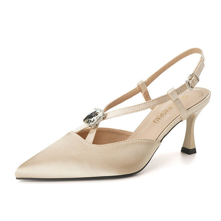 Dame elegante spidse Slingback- stiletter med dekorativ juvelaccent Stilla