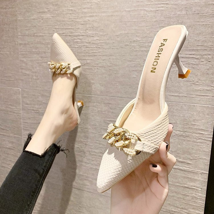 Dame elegante og mode Slingbacks med dekoreret hæl Stilla