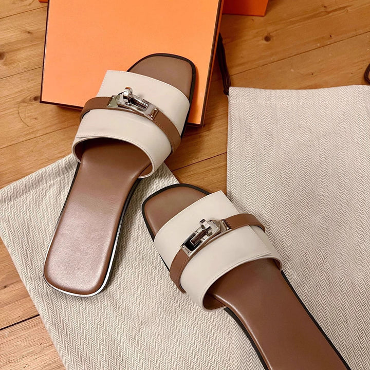 Herre Luksuriøse Læder Slide Sandaler med justerbar Rem Stilla
