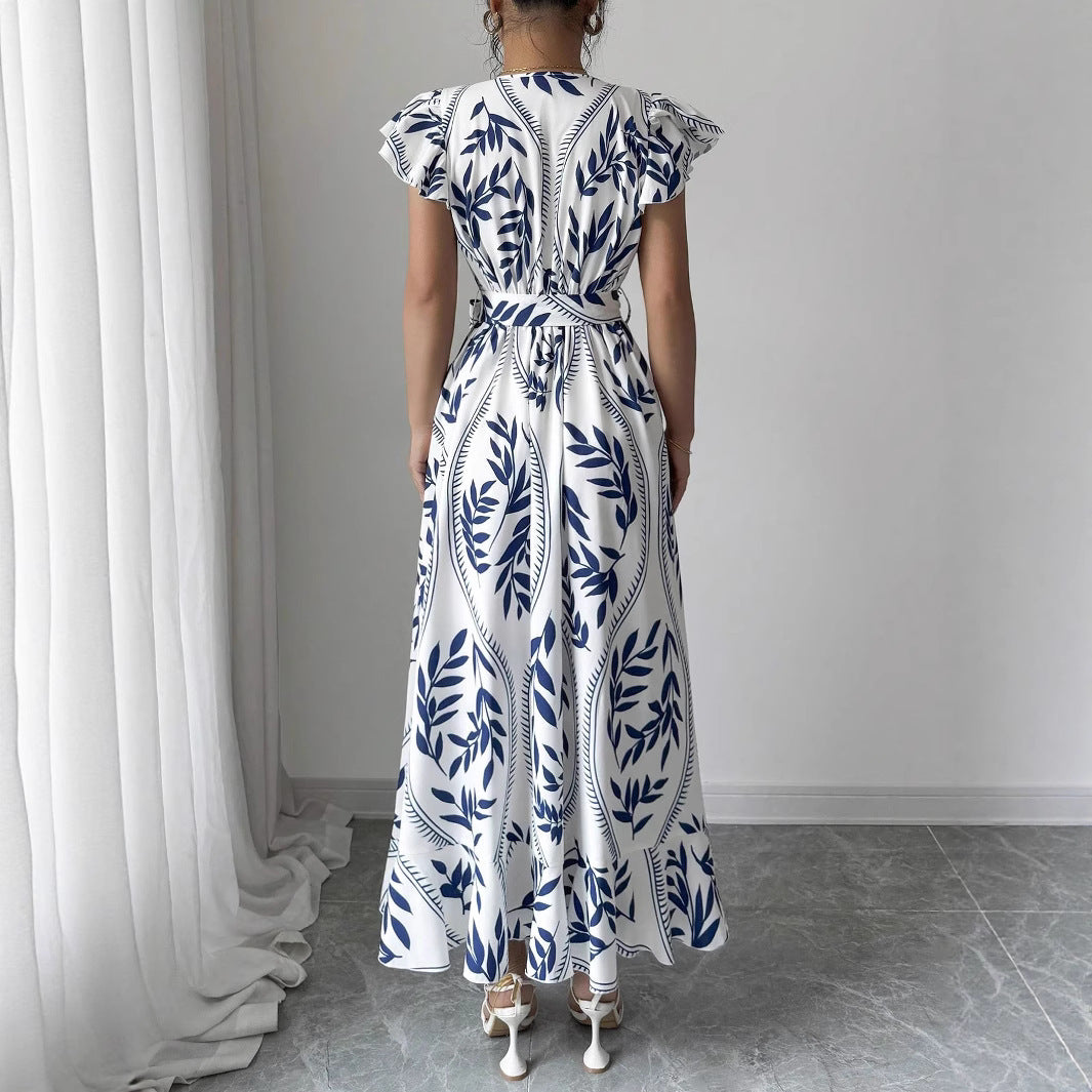 Dame ombukskjole med legende ruffles og blomstret print Stilla