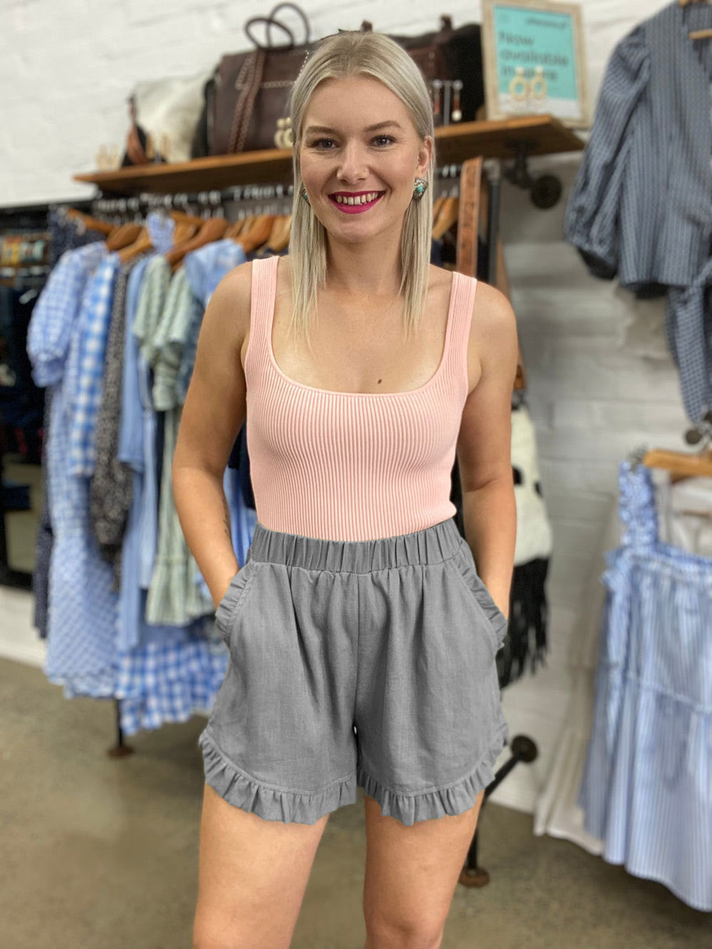 Kvinder Ruffle Hem Freizeitshorts Stilla