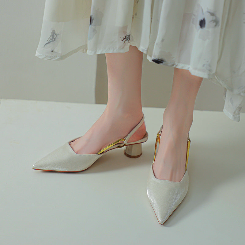 Femme Elegante Slingback-hæle med Unik Geometrisk Blokhæl Stilla