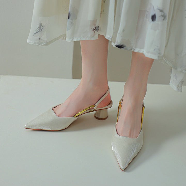 Femme Elegante Slingback-hæle med Unik Geometrisk Blokhæl Stilla