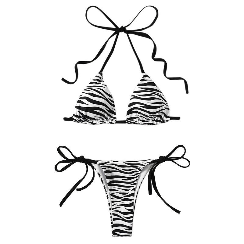 Dame trekantskåret zebra-mønster bikini-sæt Stilla