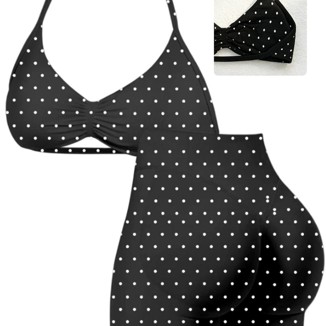 Dame Sporty bikini sæt med højt skårne shorts og flæsedetalje Skovae