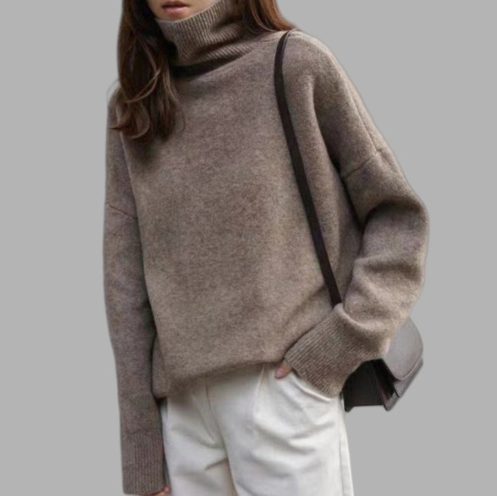 Dame Oversized Halskrave sweater lavet af blødt strik Stilla