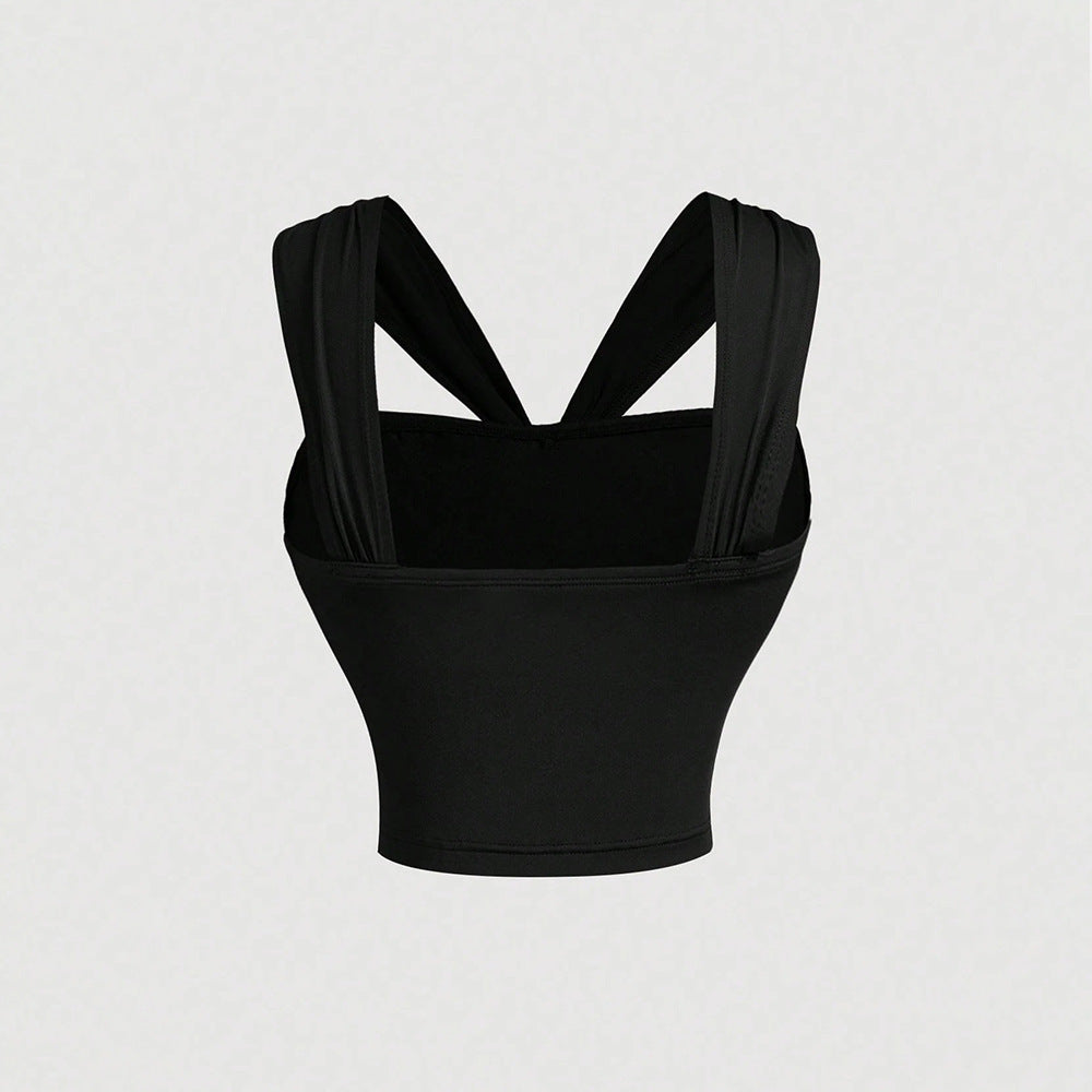 Dame Cropped Top med sofistikeret indpakningsdesign og dekorative stropper Stilla