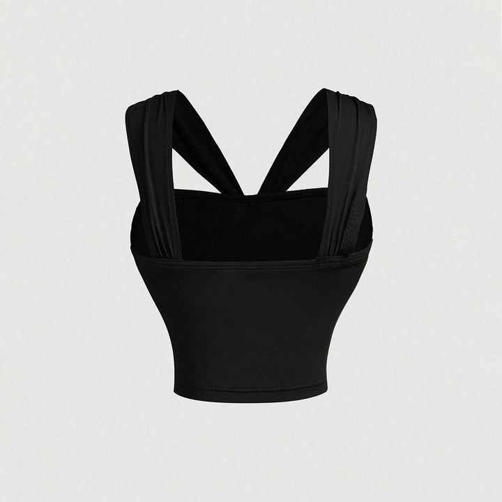 Dame Cropped Top med sofistikeret indpakningsdesign og dekorative stropper Stilla