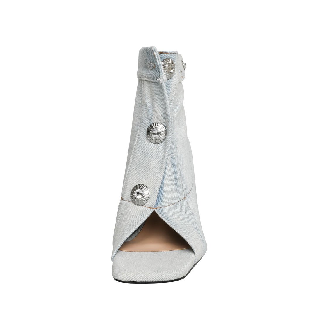 Femme Open-Toe Denim Støvler Stilla