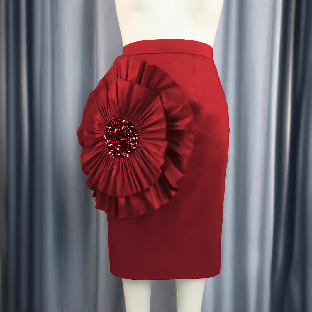Dame blyantskørter med voluminøse flæse-detaljer Skovae