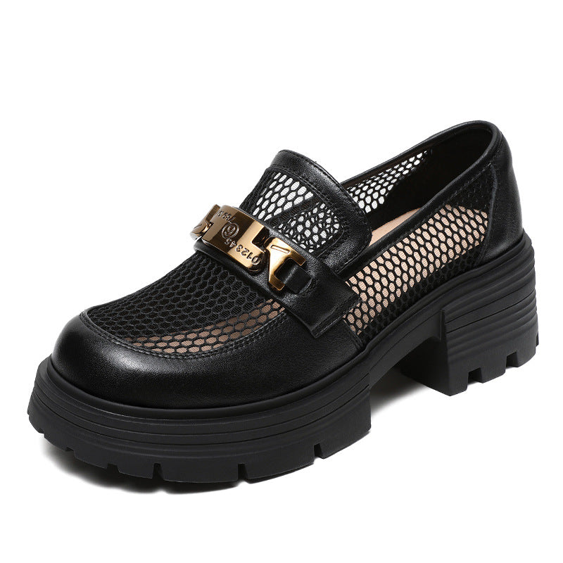 Dame Chic Netdetalje Slippers med Chunky-Sål Stilla