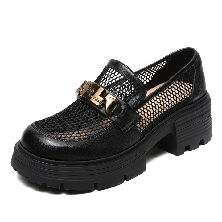 Dame Chic Netdetalje Slippers med Chunky-Sål Stilla