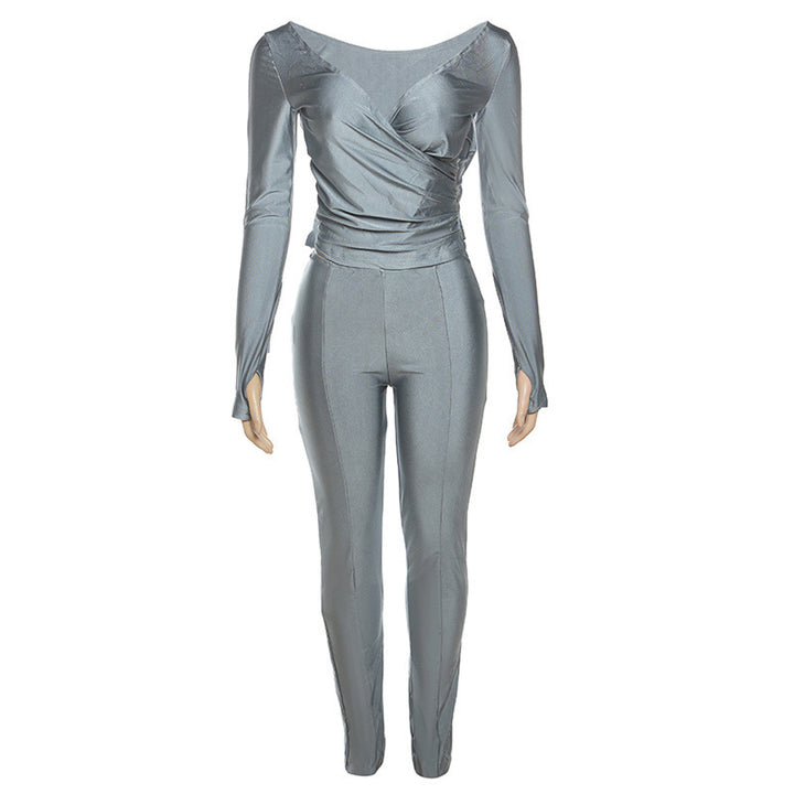 Dame Elegant Bodysuit med indviklet design og lange ærmer Stilla