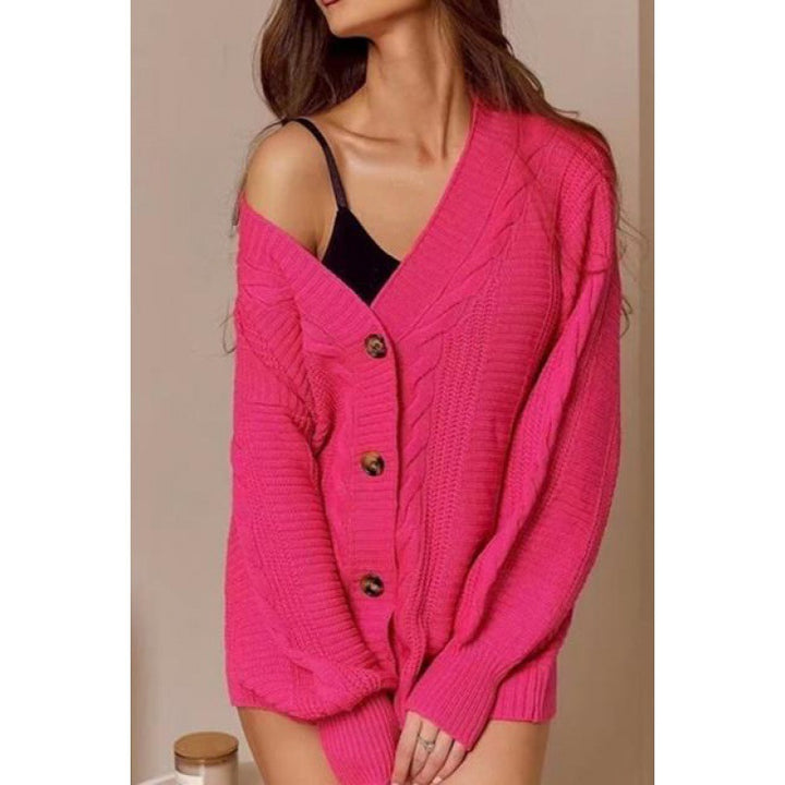 Dame hyggelig strikcardigan med knapper Stilla